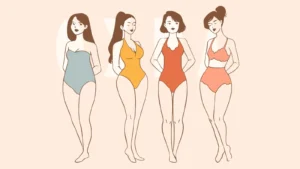 Illustrated guide showing different female body shape types, highlighting variations in curves, proportions, and silhouettes for self-discovery and style insight.