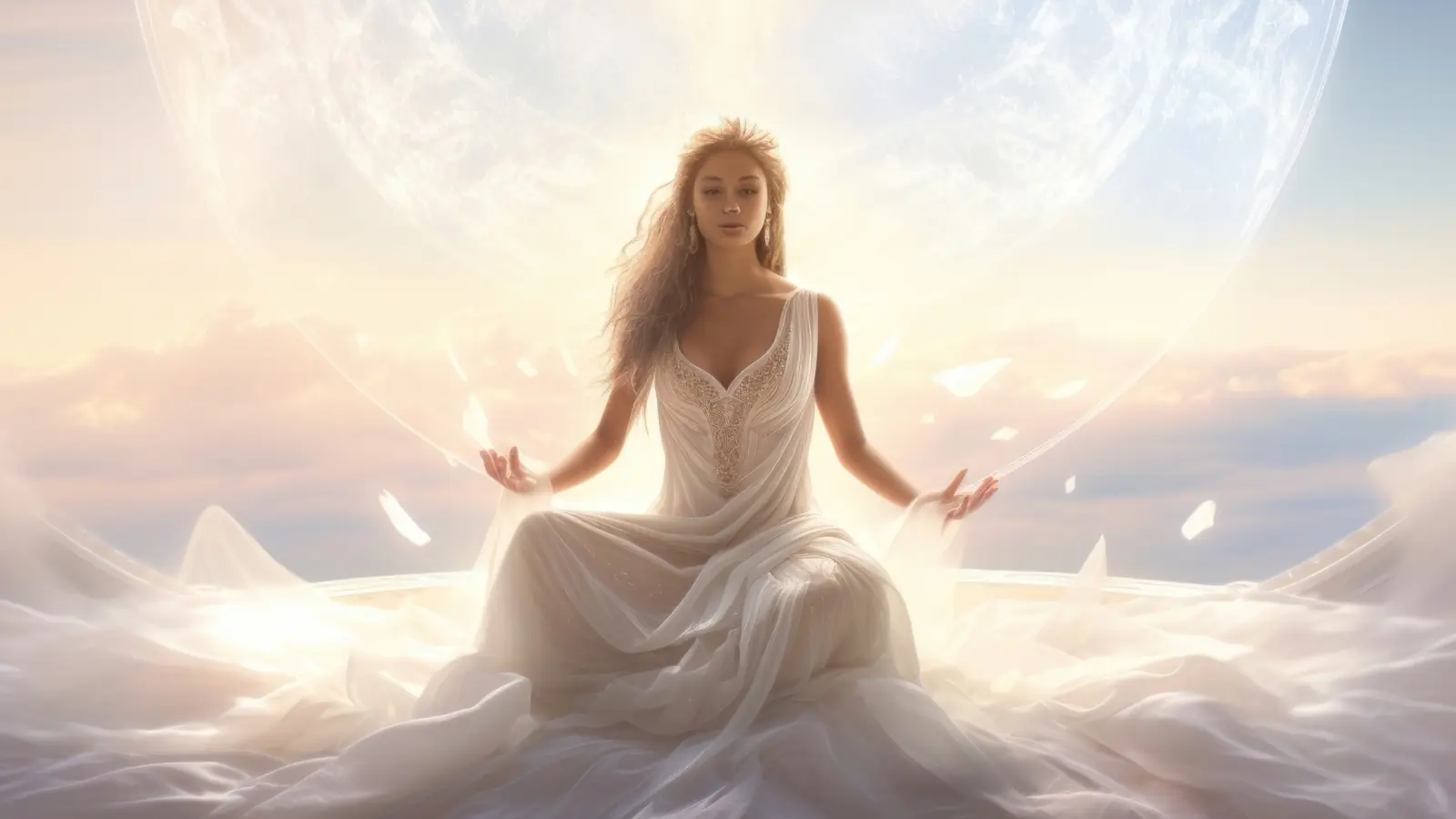 Beautiful young woman dressed as a witch, holding a mystical crystal, with magical and enchanting atmosphere