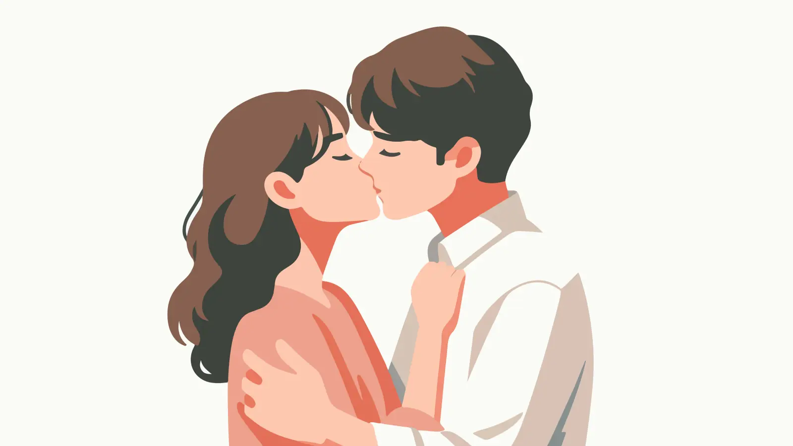 A romantic couple sharing a gentle kiss, tender love moment illustration in soft pastel colors, emotional romantic scene, perfect for Valentine’s Day or love-themed designs.